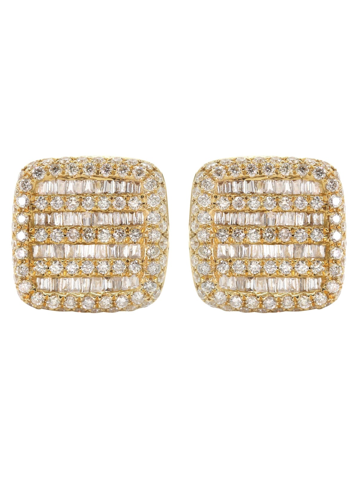 14K Yellow Gold Diamond Baguette Earrings For Men | 1.32 Carats | 3.24 Grams