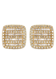 14K Yellow Gold Diamond Baguette Earrings For Men | 1.32 Carats | 3.24 Grams