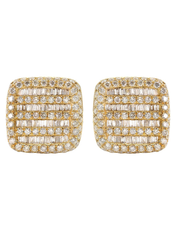 14K Yellow Gold Diamond Baguette Earrings For Men | 1.32 Carats | 3.24 Grams