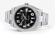 Womens Rolex Datejust II Watch | 41 MM | Black Arabic Dial | Two Row | Oyster Band