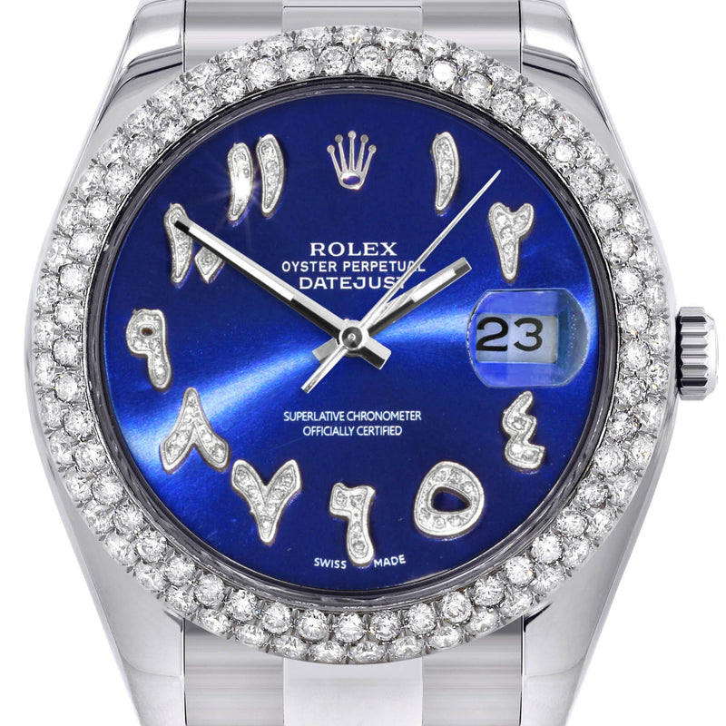 Womens Rolex Datejust II Watch | 41 MM | Blue Arabic Dial | Two Row | Oyster Band