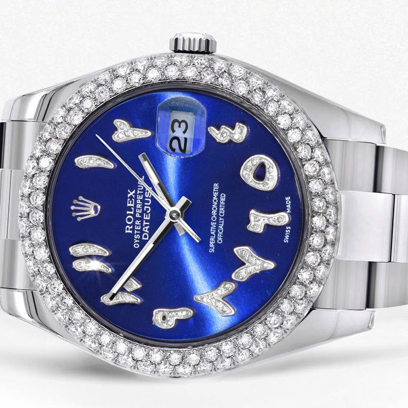 Womens Rolex Datejust II Watch | 41 MM | Blue Arabic Dial | Two Row | Oyster Band