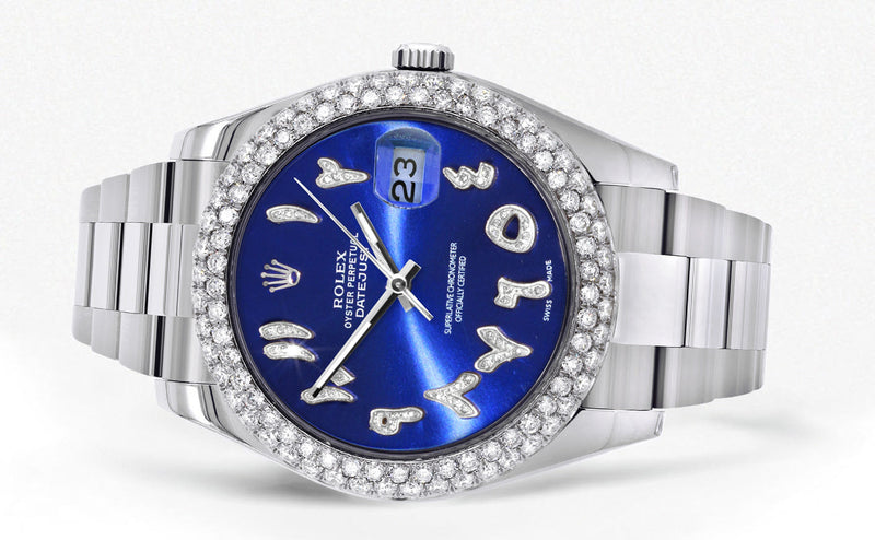 Womens Rolex Datejust II Watch | 41 MM | Blue Arabic Dial | Two Row | Oyster Band