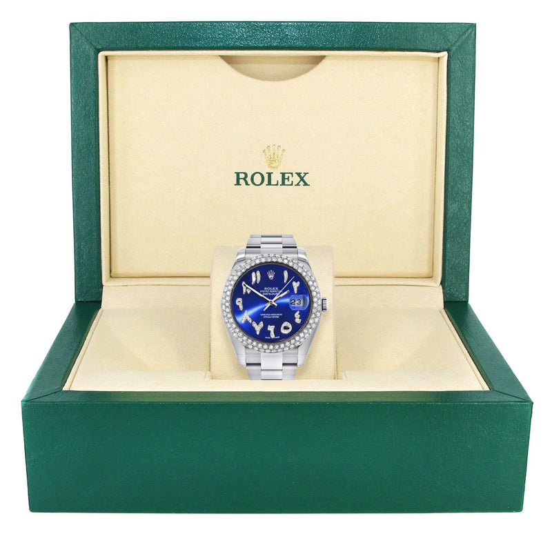 Womens Rolex Datejust II Watch | 41 MM | Blue Arabic Dial | Two Row | Oyster Band