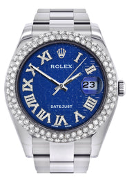 Womens Rolex Datejust II Watch | 41 MM | Blue Texture Dial | Two Row | Oyster Band