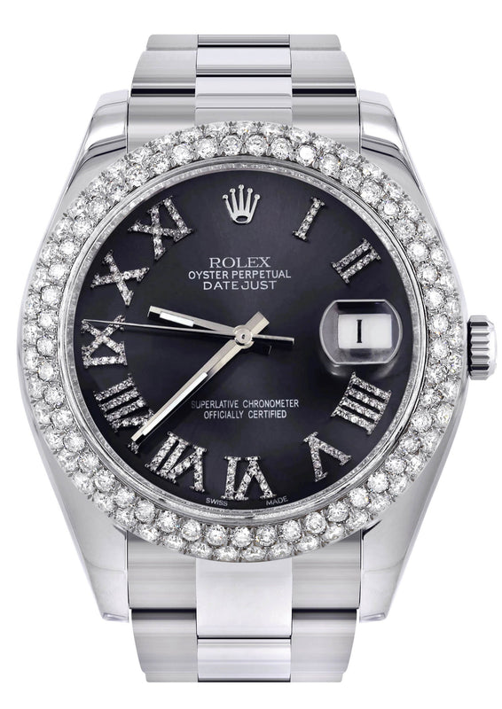 Womens Rolex Datejust II Watch | 41 MM | Dark Gray Roman Numeral Dial | Two Row | Oyster Band