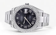 Womens Rolex Datejust II Watch | 41 MM | Dark Gray Roman Numeral Dial | Two Row | Oyster Band