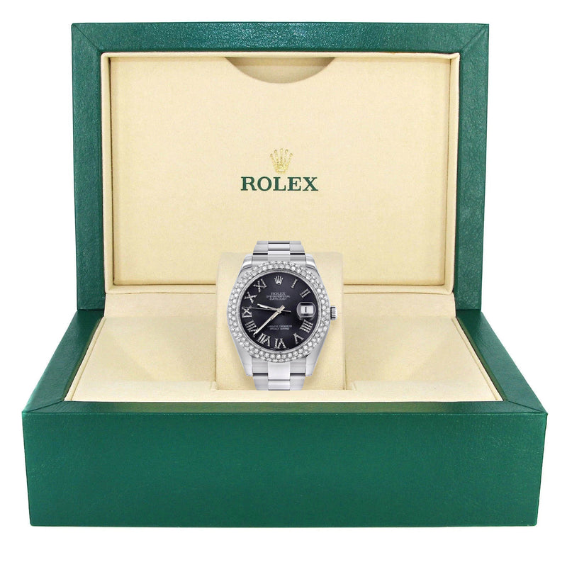 Womens Rolex Datejust II Watch | 41 MM | Dark Gray Roman Numeral Dial | Two Row | Oyster Band