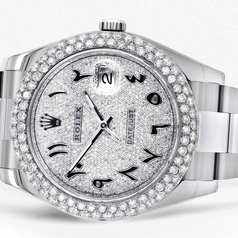 Womens Rolex Datejust II Watch | 41 MM | Diamond Arabic Numeral Dial | Two Row | Oyster Band