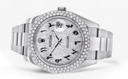 Womens Rolex Datejust II Watch | 41 MM | Diamond Arabic Numeral Dial | Two Row | Oyster Band