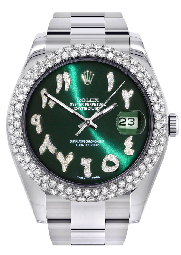 Rolex Datejust II Watch | 41 MM | Green Arabic Numeral Dial | Two Row | Oyster Band