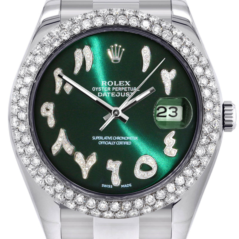 Womens Rolex Datejust II Watch | 41 MM | Green Arabic Numeral Dial | Two Row | Oyster Band