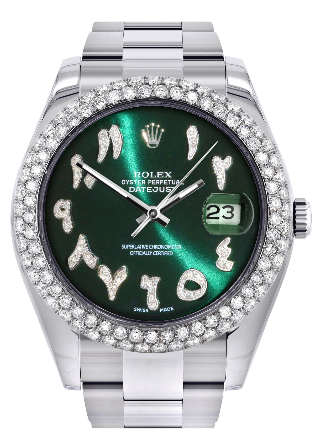 Womens Rolex Datejust II Watch | 41 MM | Green Arabic Numeral Dial | Two Row | Oyster Band