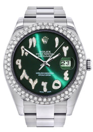 Womens Rolex Datejust II Watch | 41 MM | Green Arabic Numeral Dial | Two Row | Oyster Band