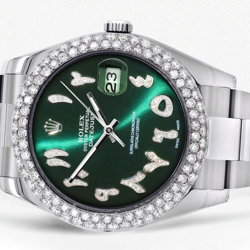 Womens Rolex Datejust II Watch | 41 MM | Green Arabic Numeral Dial | Two Row | Oyster Band