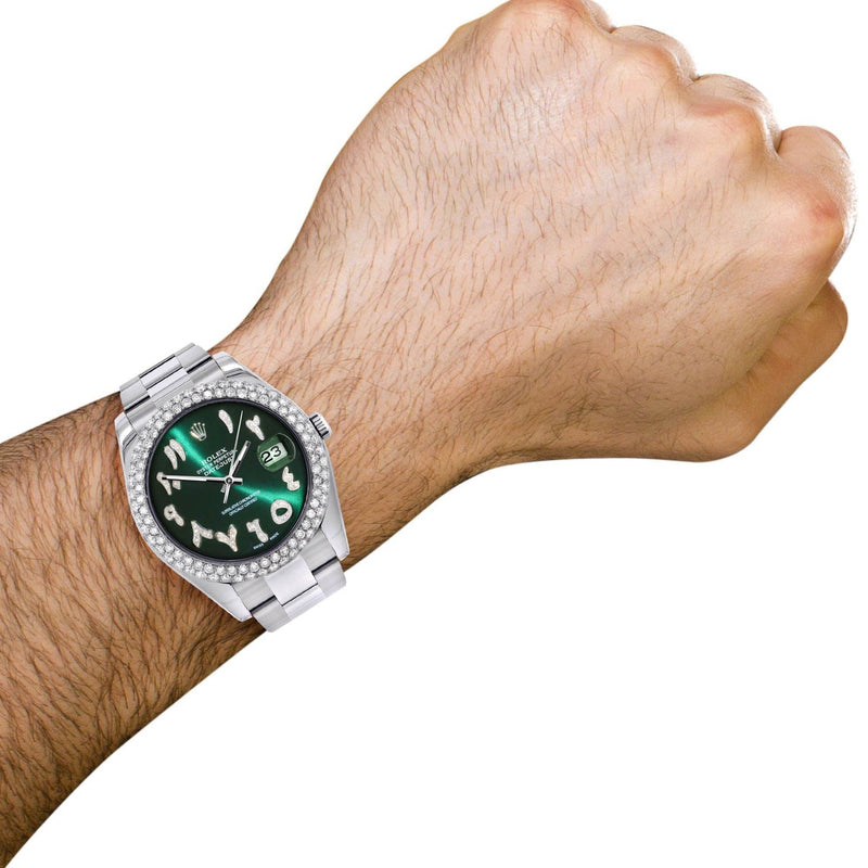 Rolex Datejust II Watch | 41 MM | Green Arabic Numeral Dial | Two Row | Oyster Band