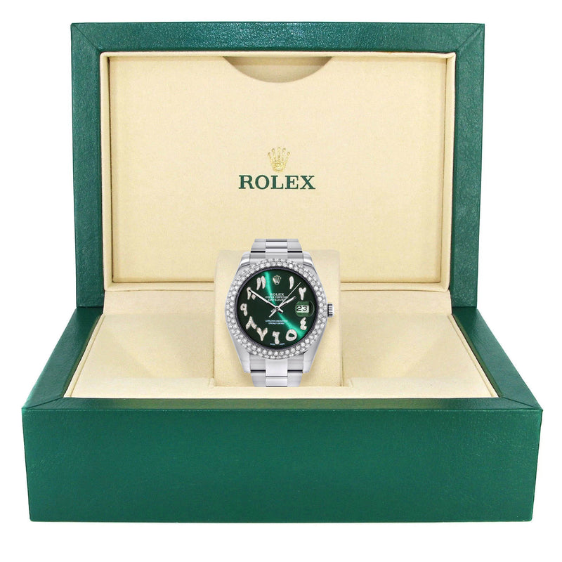 Womens Rolex Datejust II Watch | 41 MM | Green Arabic Numeral Dial | Two Row | Oyster Band