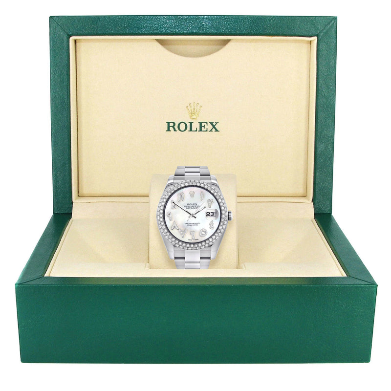 Womens Rolex Datejust II Watch | 41 MM | Mother of Pearl Arabic Numeral Dial | Two Row | Oyster Band