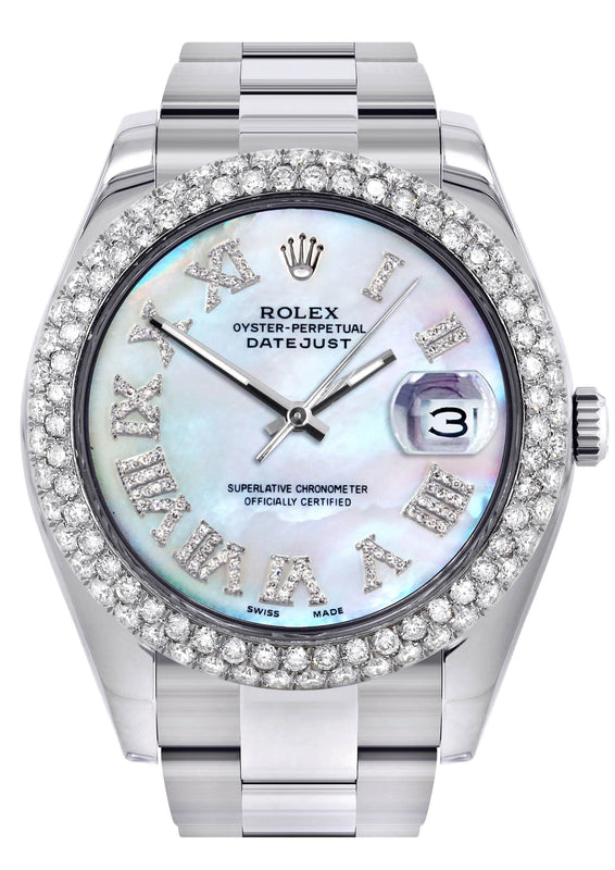 Rolex Datejust II Watch | 41 MM | Mother of Pearl Roman Numeral Dial | Two Row | Oyster Band