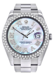 Womens Rolex Datejust II Watch | 41 MM | Mother of Pearl Roman Numeral Dial | Two Row | Oyster Band