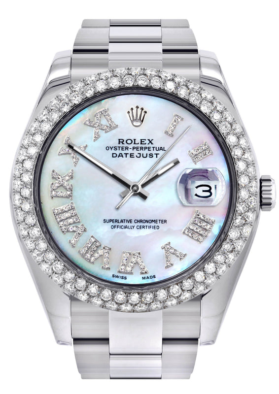 Womens Rolex Datejust II Watch | 41 MM | Mother of Pearl Roman Numeral Dial | Two Row | Oyster Band