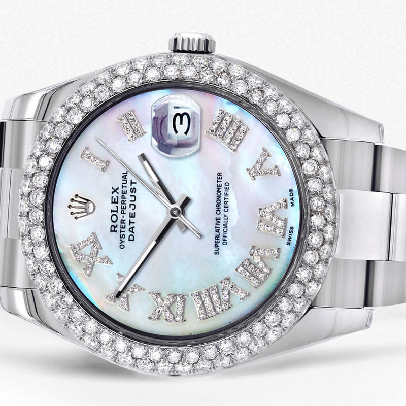 Womens Rolex Datejust II Watch | 41 MM | Mother of Pearl Roman Numeral Dial | Two Row | Oyster Band