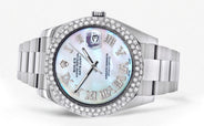 Womens Rolex Datejust II Watch | 41 MM | Mother of Pearl Roman Numeral Dial | Two Row | Oyster Band