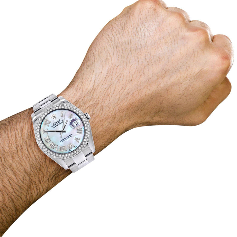 Rolex Datejust II Watch | 41 MM | Mother of Pearl Roman Numeral Dial | Two Row | Oyster Band