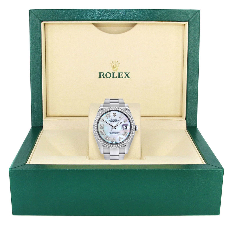 Rolex Datejust II Watch | 41 MM | Mother of Pearl Roman Numeral Dial | Two Row | Oyster Band