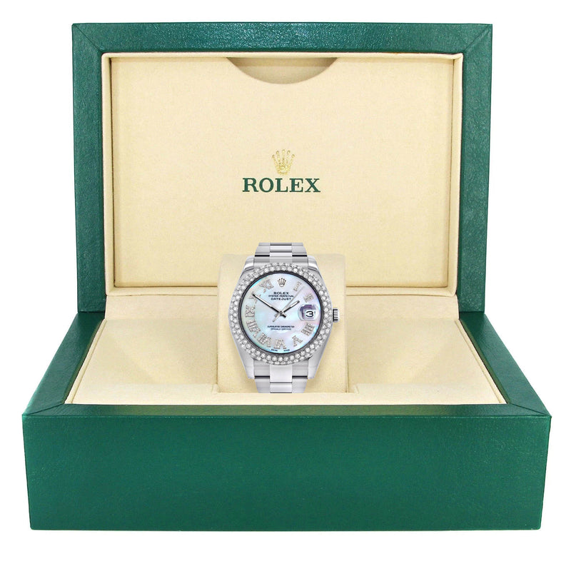 Womens Rolex Datejust II Watch | 41 MM | Mother of Pearl Roman Numeral Dial | Two Row | Oyster Band
