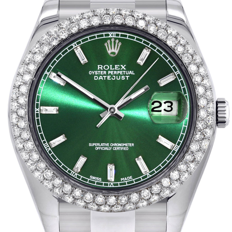 Womens Rolex Datejust II Watch | 41 MM | Green Dial | Two Row | Oyster Band