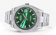 Womens Rolex Datejust II Watch | 41 MM | Green Dial | Two Row | Oyster Band