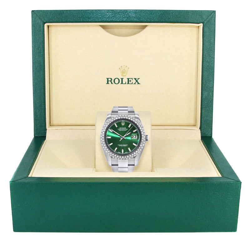 Womens Rolex Datejust II Watch | 41 MM | Green Dial | Two Row | Oyster Band