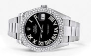 Rolex Datejust II Watch | 41 MM | Black Roman Numeral Dial | Two Row | Oyster Band