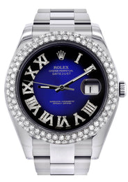 Rolex Datejust II Watch | 41 MM | Blue Black Roman Numeral Dial | Two Row | Oyster Band