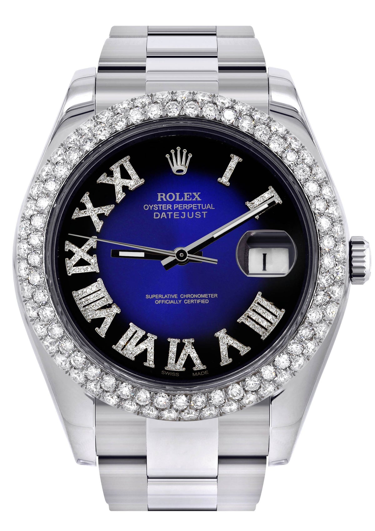 Womens Rolex Datejust II Watch | 41 MM | Blue Black Roman Numeral Dial | Two Row | Oyster Band