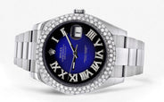 Rolex Datejust II Watch | 41 MM | Blue Black Roman Numeral Dial | Two Row | Oyster Band