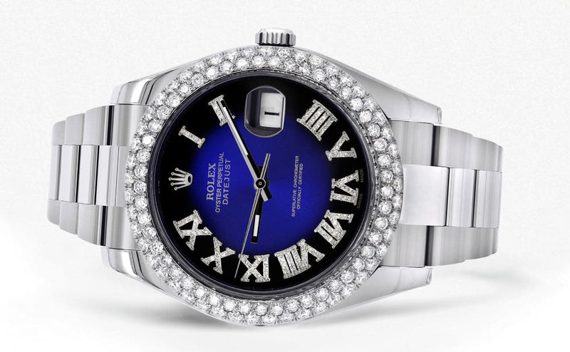 Rolex Datejust II Watch | 41 MM | Blue Black Roman Numeral Dial | Two Row | Oyster Band
