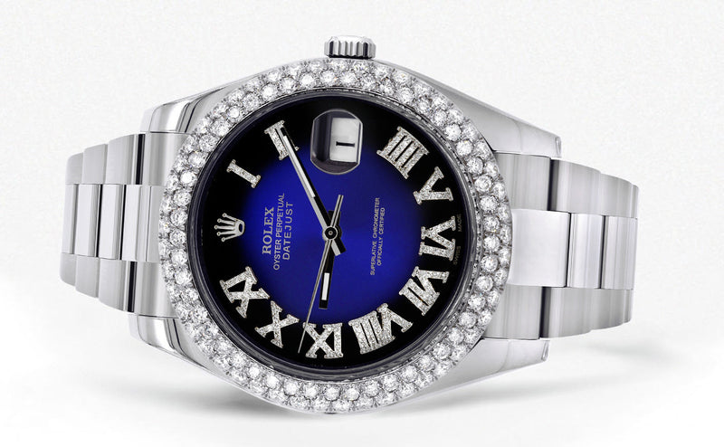 Womens Rolex Datejust II Watch | 41 MM | Blue Black Roman Numeral Dial | Two Row | Oyster Band