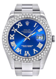 Rolex Datejust II Watch | 41 MM | Blue Roman Numeral Dial | Two Row | Oyster Band