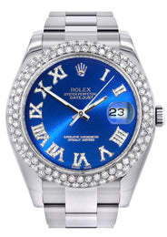 Womens Rolex Datejust II Watch | 41 MM | Blue Roman Numeral Dial | Two Row | Oyster Band