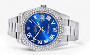 Rolex Datejust II Watch | 41 MM | Blue Roman Numeral Dial | Two Row | Oyster Band