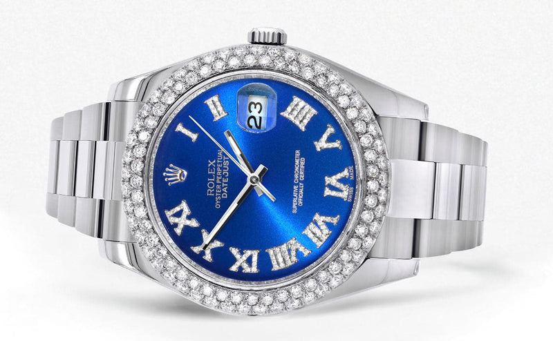 Rolex Datejust II Watch | 41 MM | Blue Roman Numeral Dial | Two Row | Oyster Band