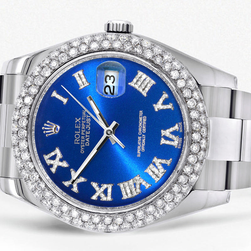 Womens Rolex Datejust II Watch | 41 MM | Blue Roman Numeral Dial | Two Row | Oyster Band