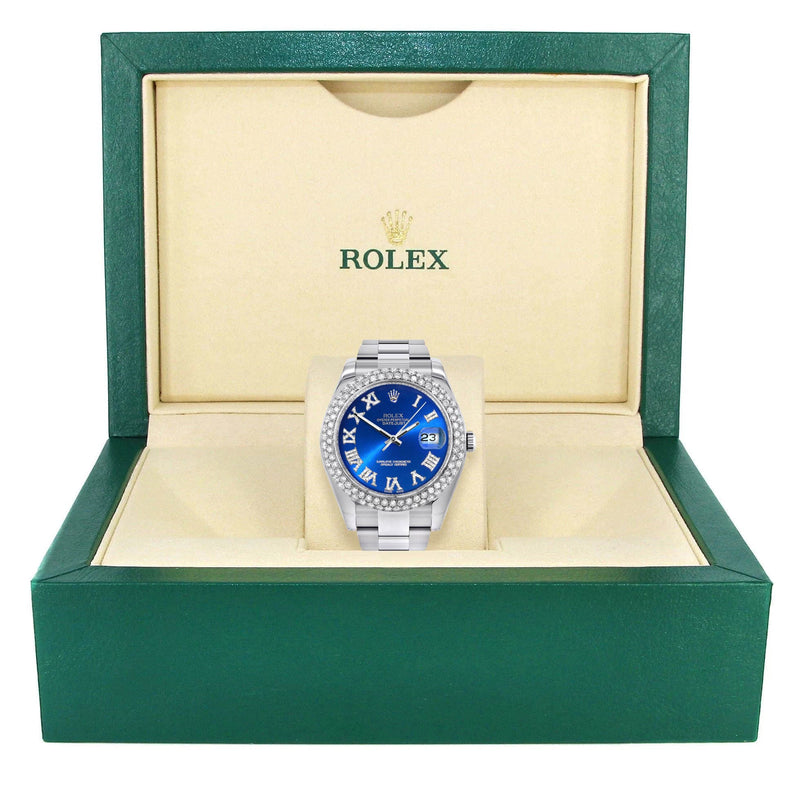 Rolex Datejust II Watch | 41 MM | Blue Roman Numeral Dial | Two Row | Oyster Band