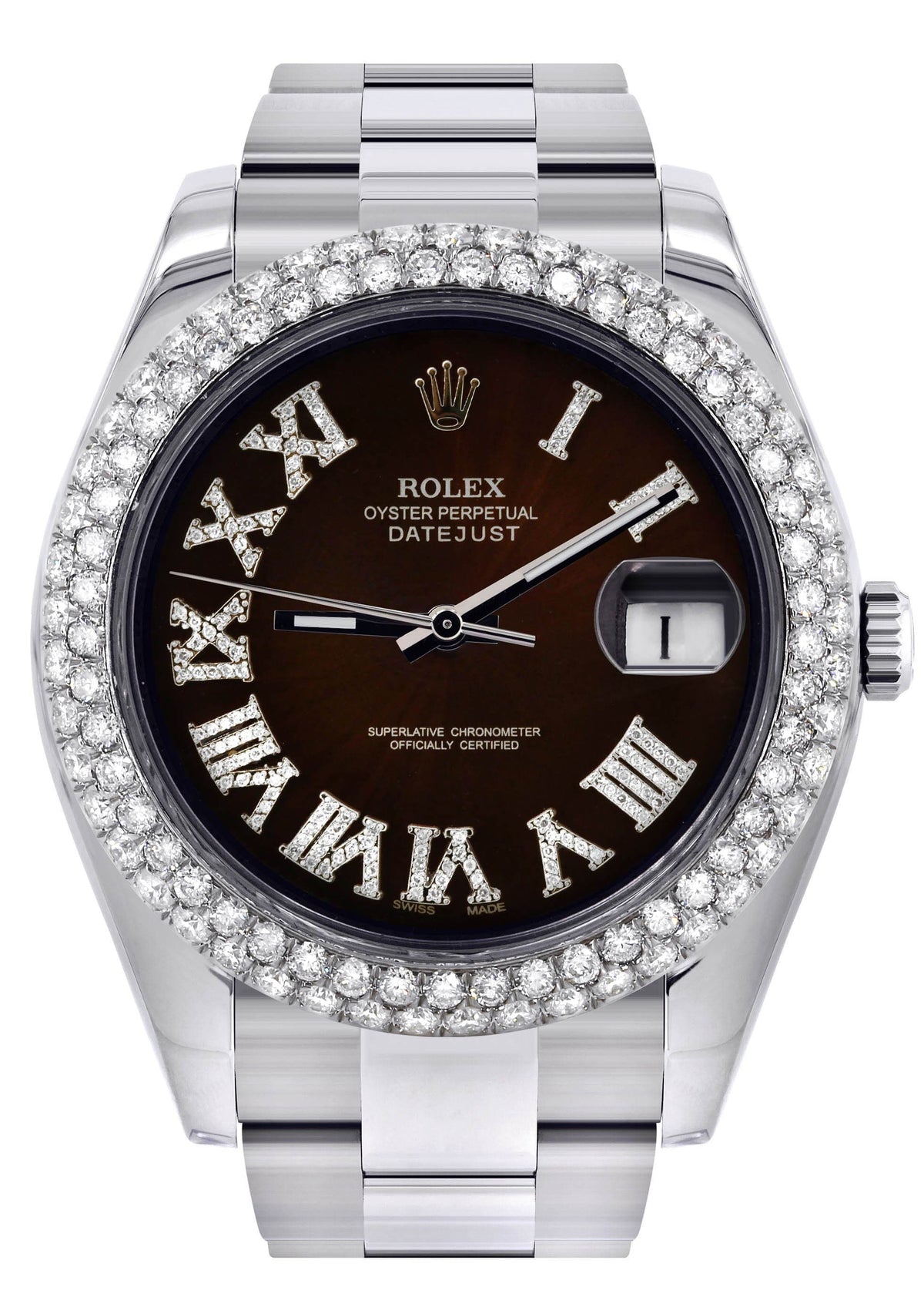 Rolex Datejust II Watch | 41 MM | Brown Black Roman Numeral Dial | Two Row | Oyster Band