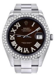 Rolex Datejust II Watch | 41 MM | Brown Black Roman Numeral Dial | Two Row | Oyster Band