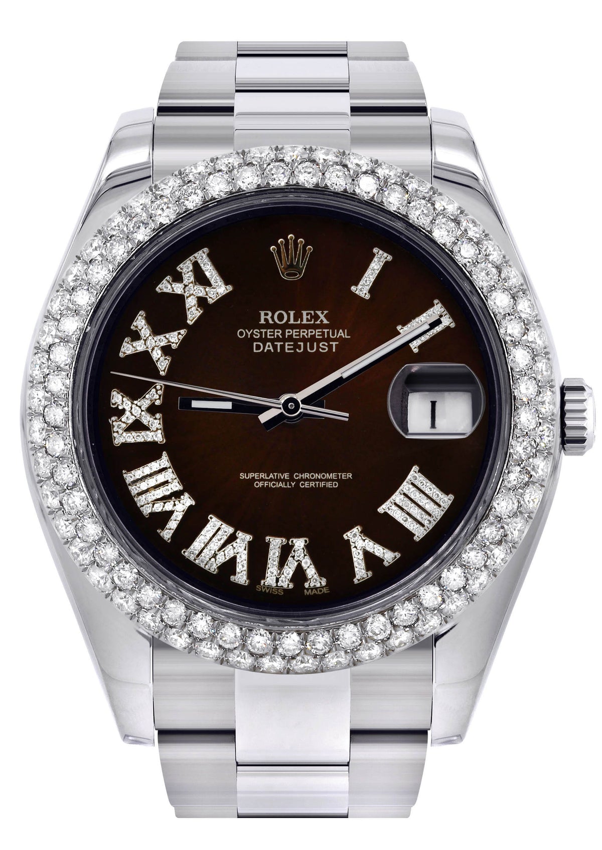 Womens Rolex Datejust II Watch | 41 MM | Brown Black Roman Numeral Dial | Two Row | Oyster Band