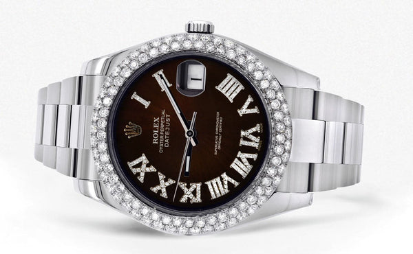 Rolex Datejust II Watch | 41 MM | Brown Black Roman Numeral Dial | Two Row | Oyster Band