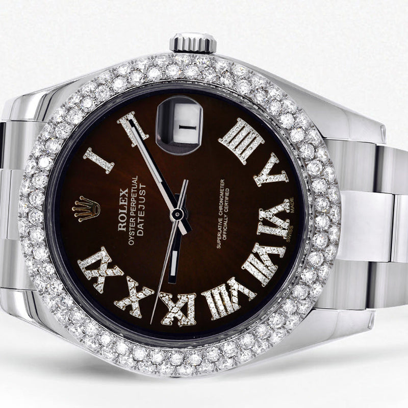 Womens Rolex Datejust II Watch | 41 MM | Brown Black Roman Numeral Dial | Two Row | Oyster Band